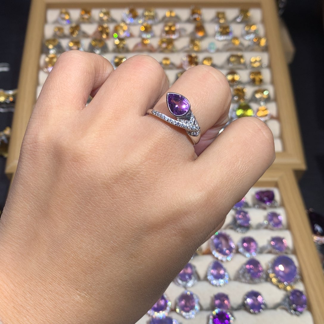 【闪购商品】水晶戒指银S925镶嵌戒指