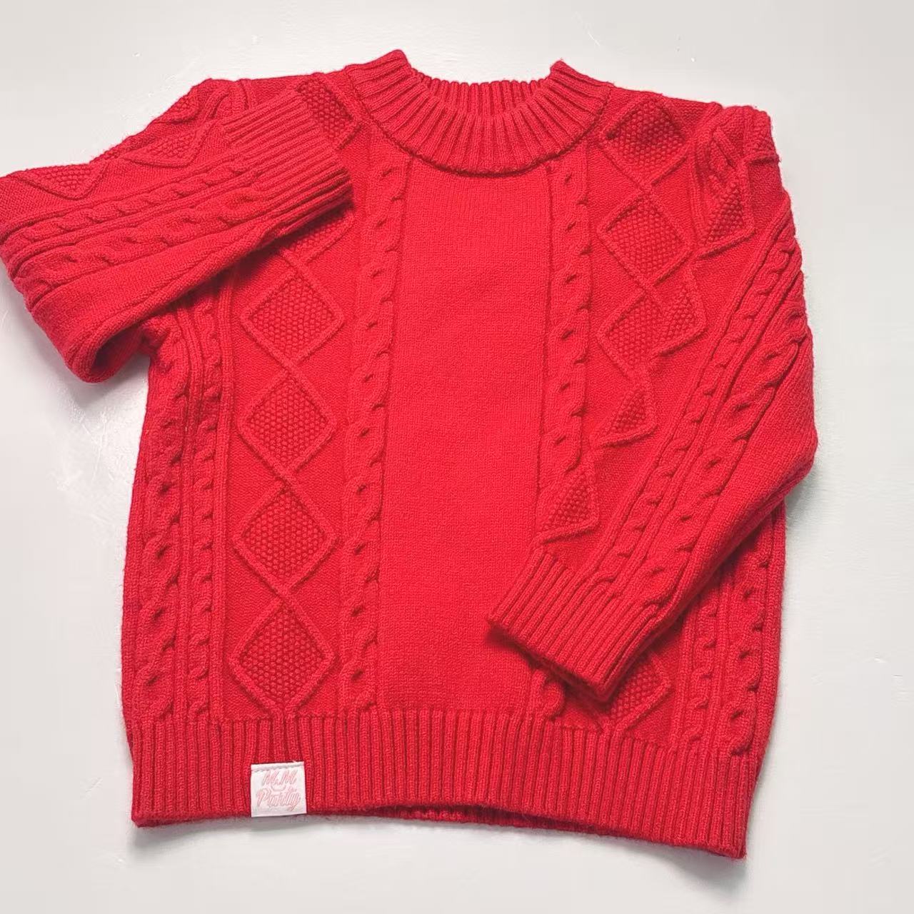 M.Mpartiy新款女宝童装秋冬季时尚纯色加厚保暖套头针织衫（213）