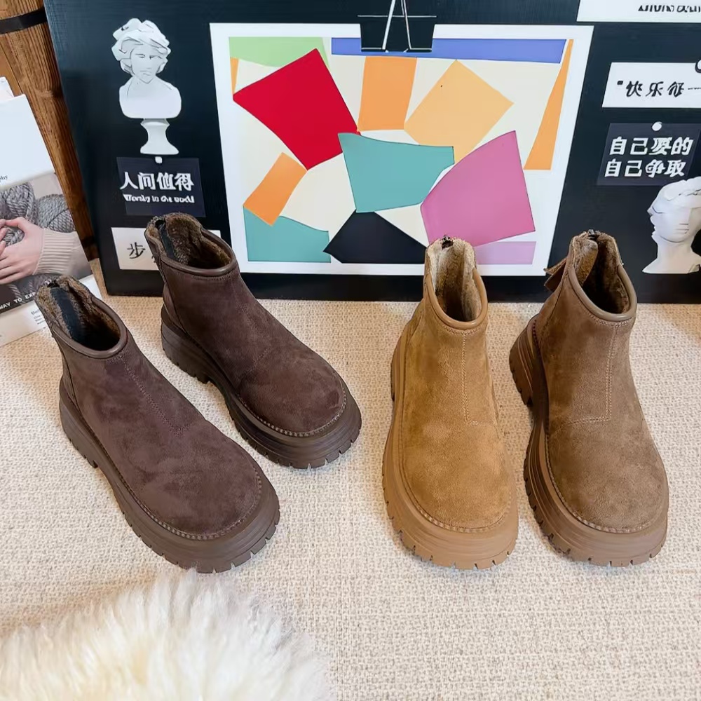 888新款厚底舒适百搭后拉链圆头百搭时尚马丁靴