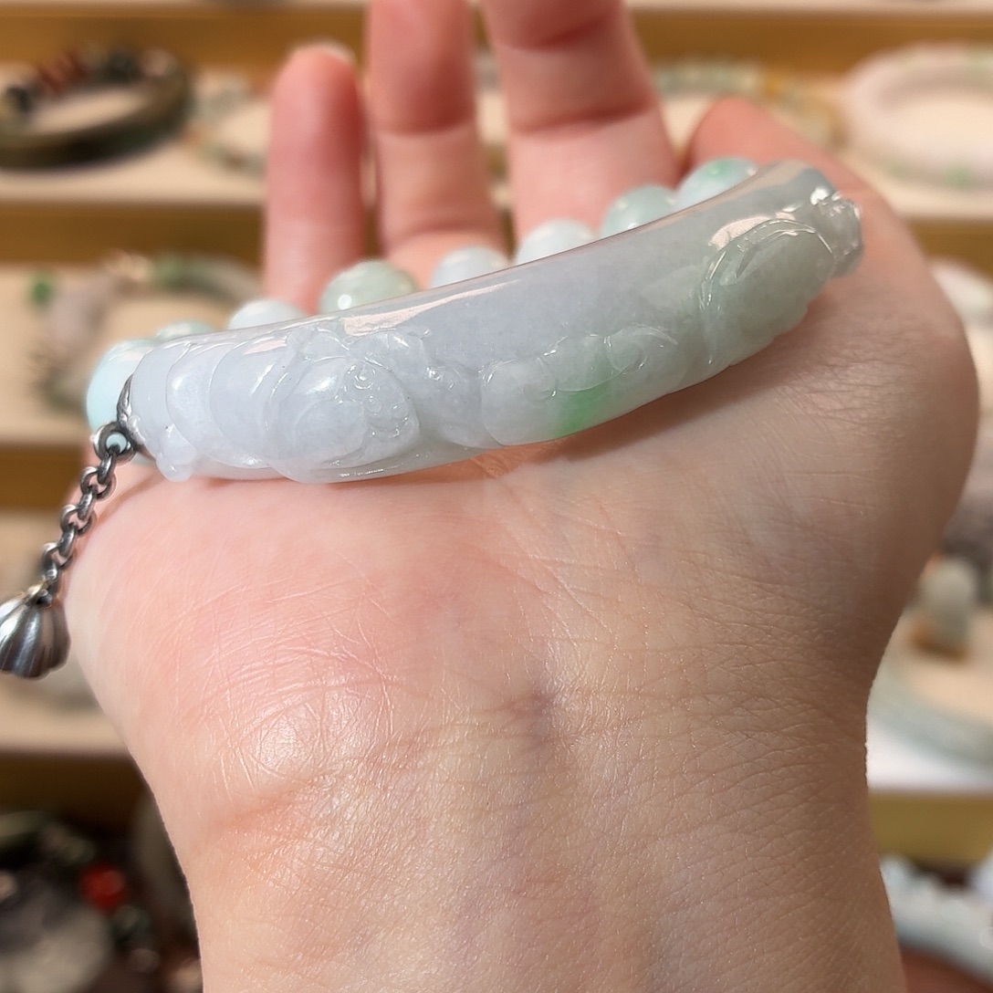 三***闲翡翠未镶嵌手镯翡翠阳绿半镯