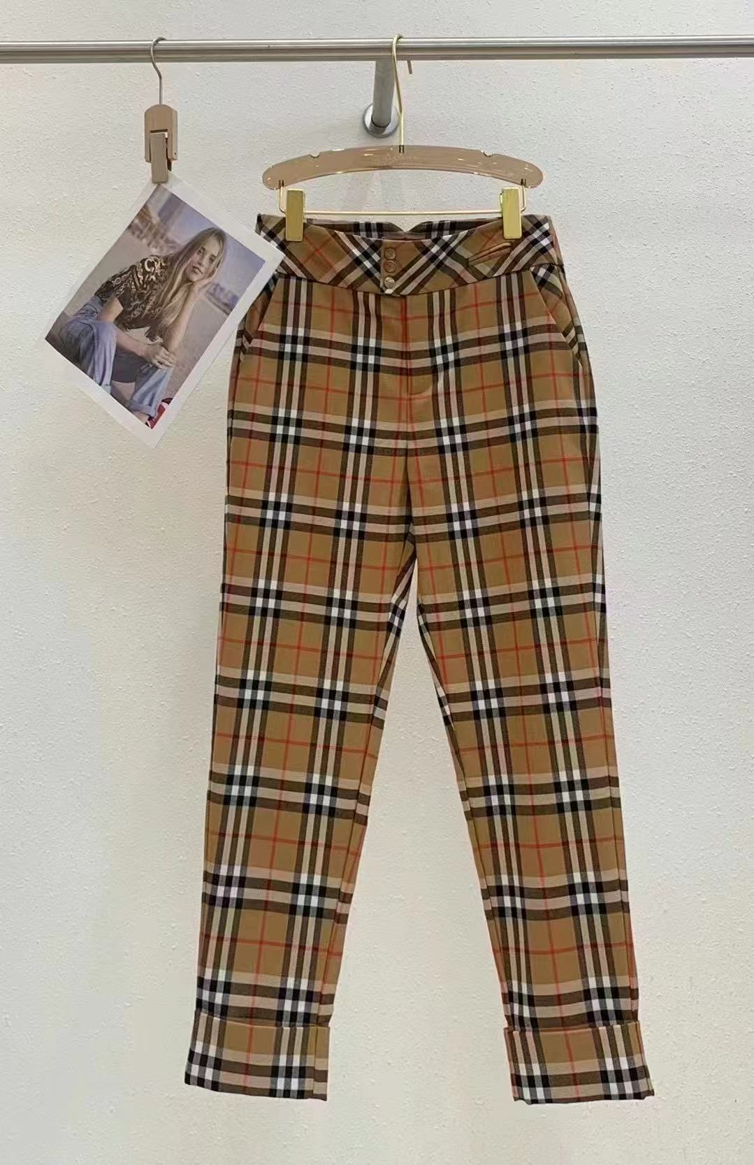 （驼格/杏格小脚裤）2025春秋款时尚休闲百搭裤经典格子裤