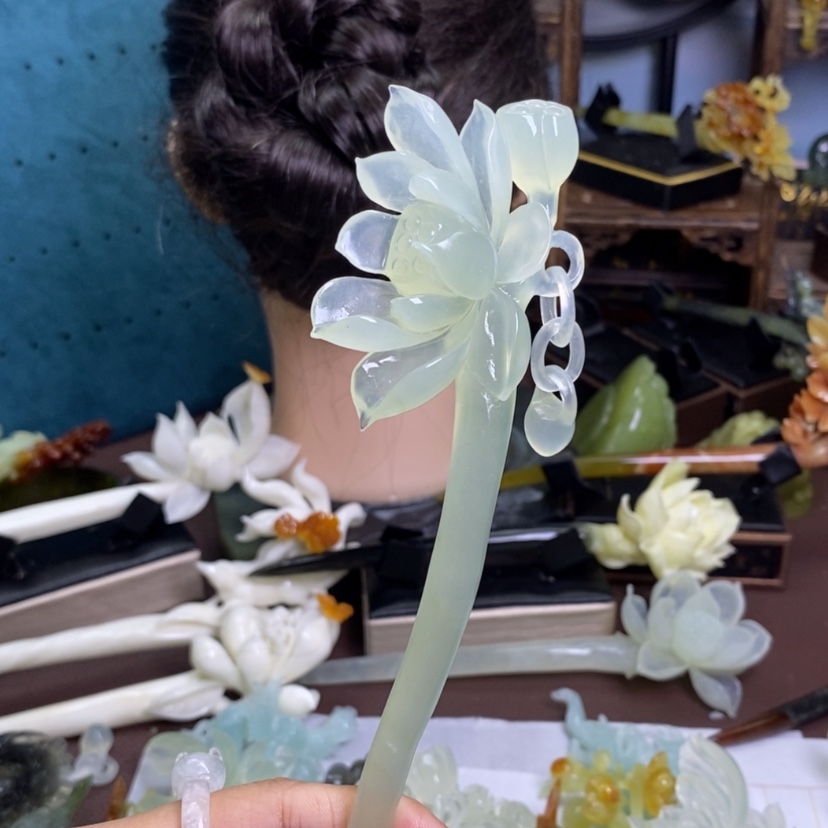 【闪购商品】岫玉未镶嵌发饰琳*