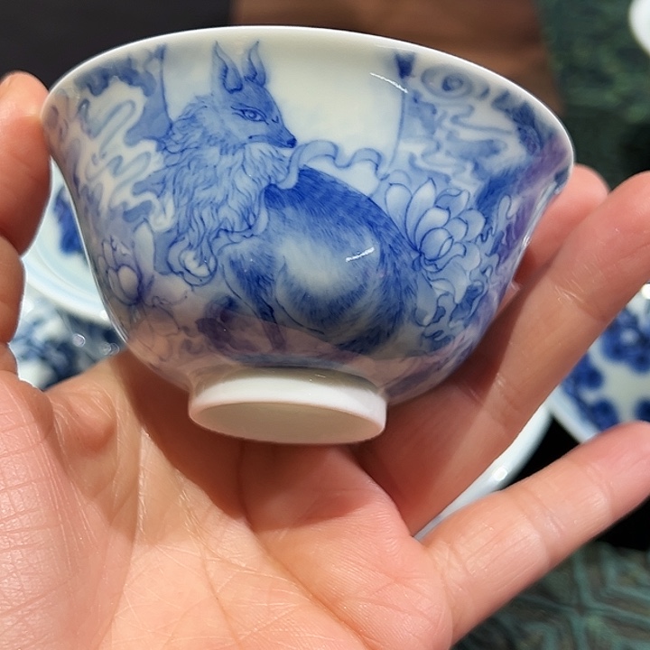 怡琅柴窑手工手绘九尾狐