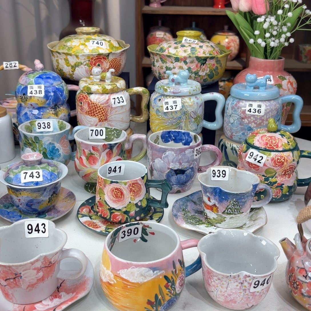 景德镇手绘高温釉下彩陶瓷茶具