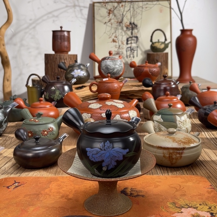 笑***，常滑玉龍手作幸山雕刻茶壶