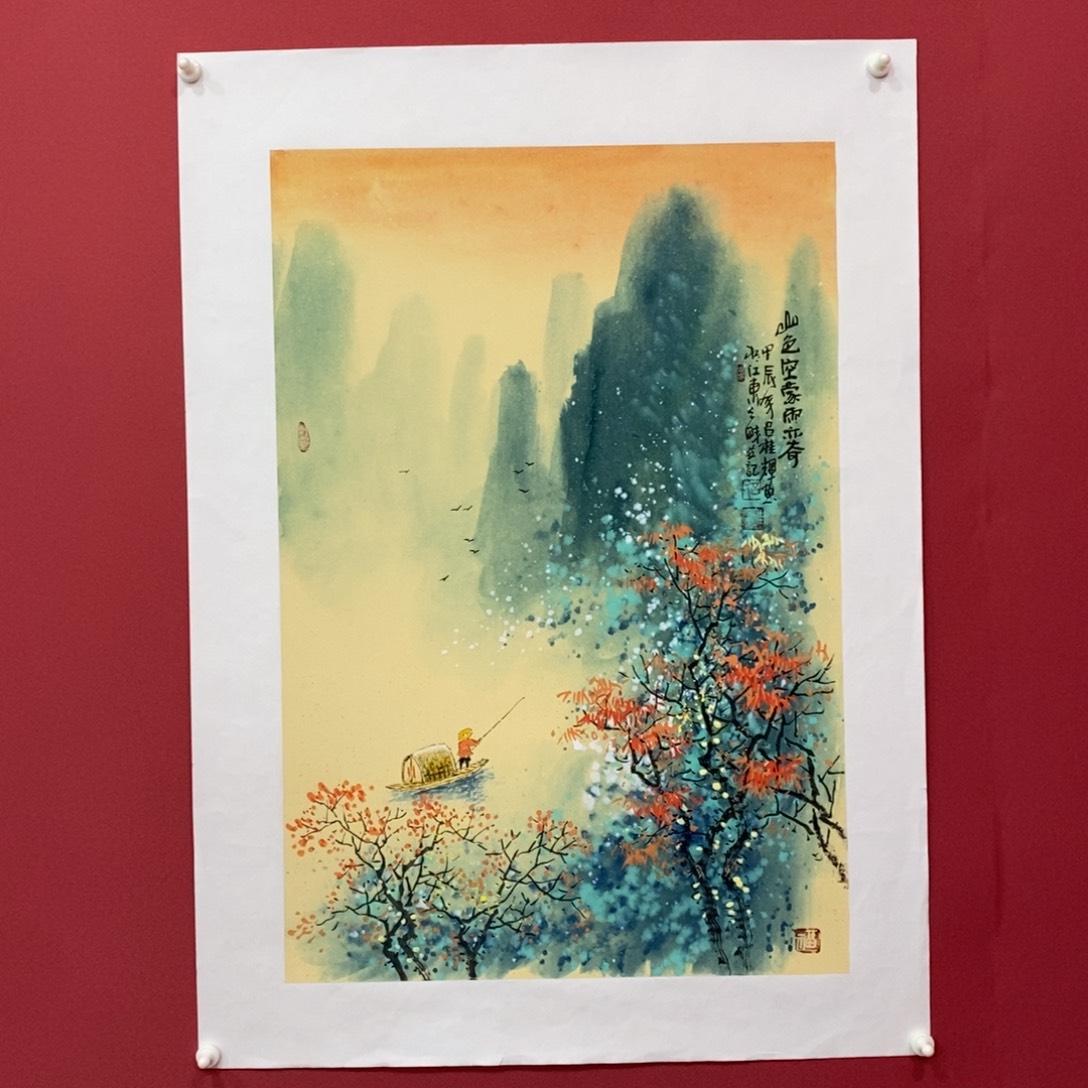 国画吕桂辉四尺三开真人真品