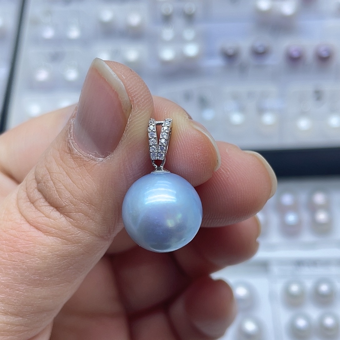 银S925镶嵌耳饰淡水珍珠