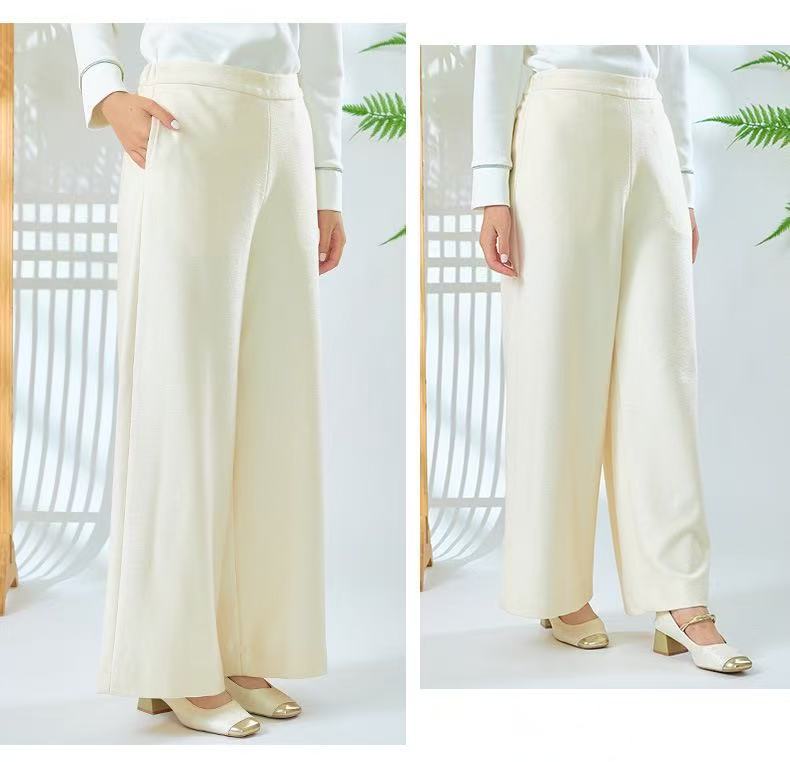 墨轩听雪2025秋冬羊毛混纺直筒长裤高腰气质显瘦百搭休闲阔腿裤 