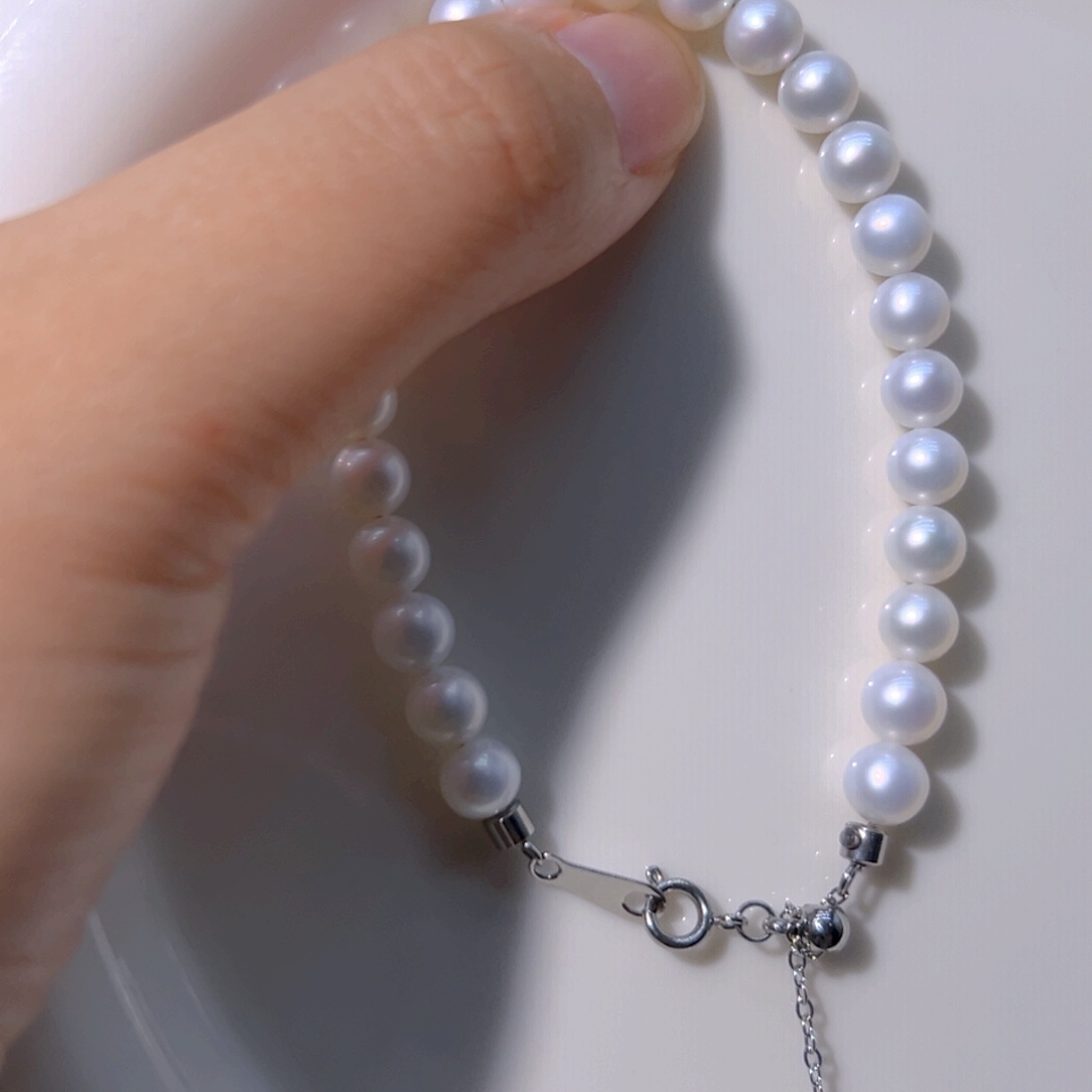 钛钢冷白强光天然珍珠淡水珍珠