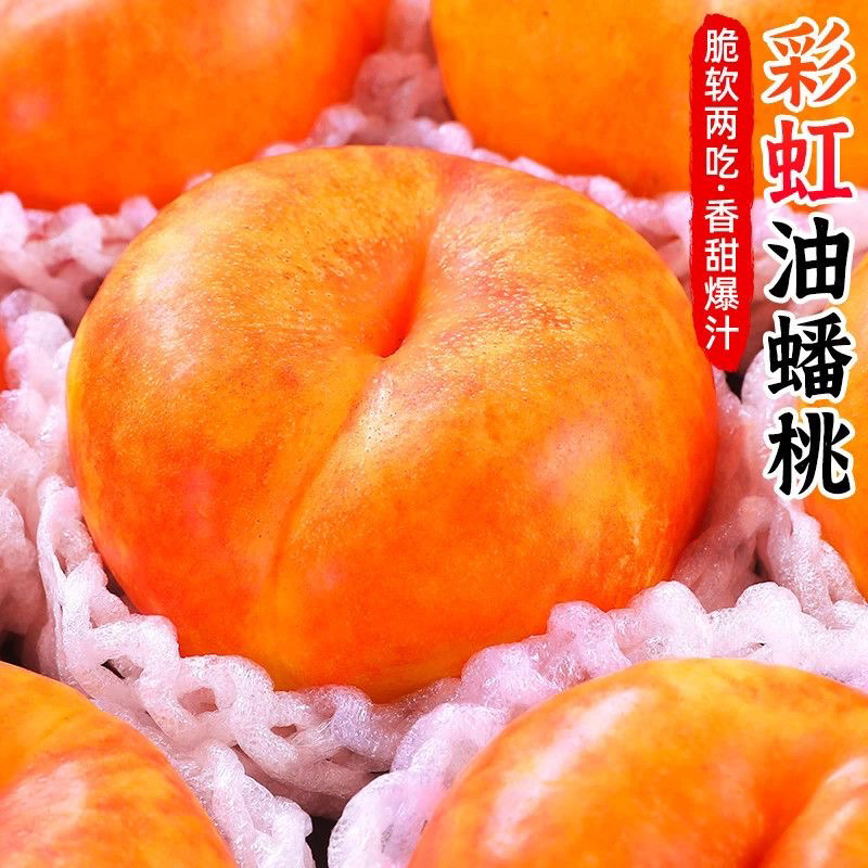 彩虹油蟠桃香甜多汁皮薄现摘蜜桃新鲜水果当季热卖山东省