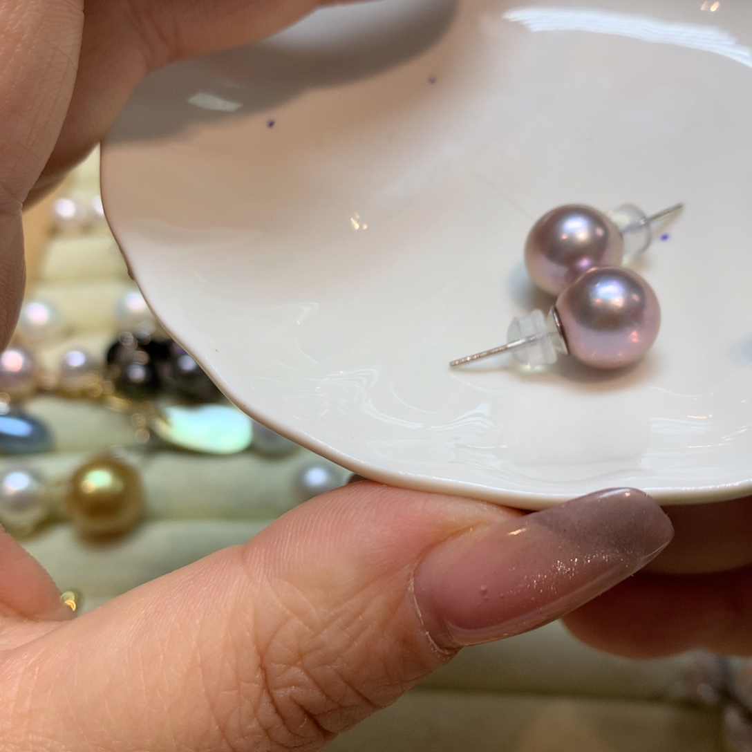 淡水珍珠耳饰银S925镶嵌