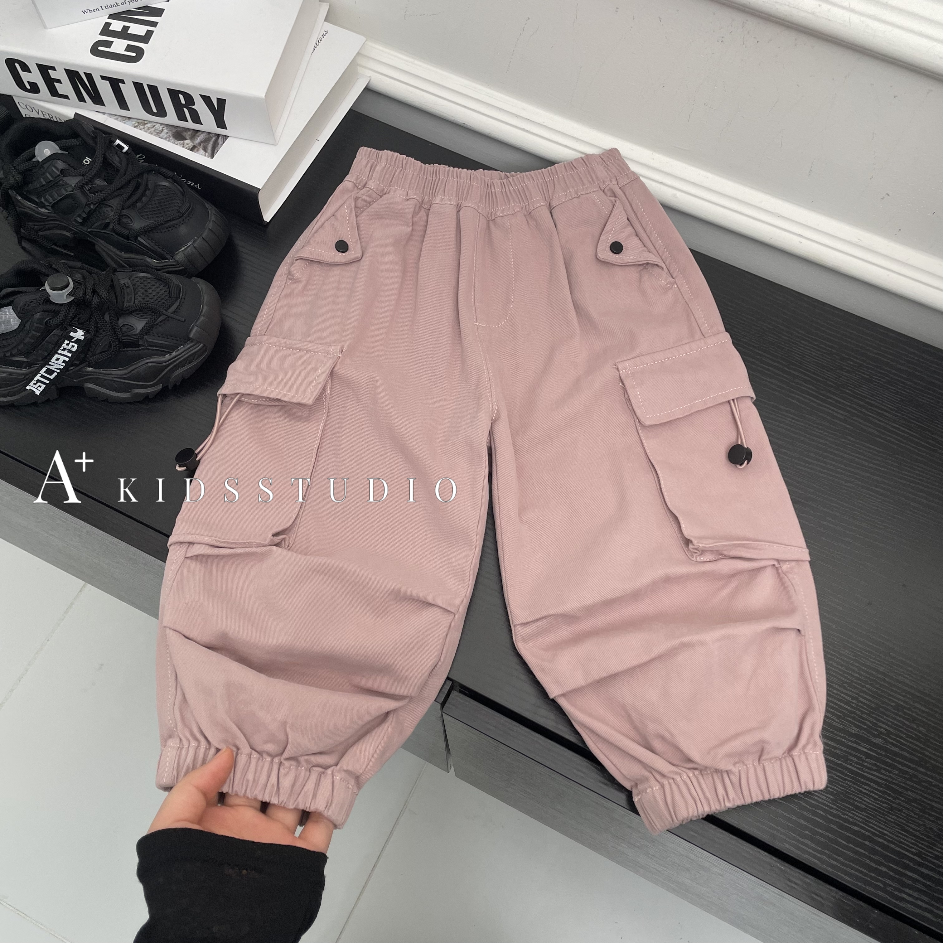 现货【文文妈】男童女童百搭纯色韩版宽松潮流儿童休闲裤hyp1773