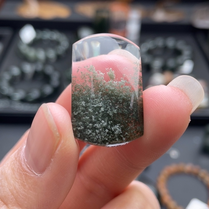 颈饰水晶未镶嵌绿幽灵聚宝盆无事牌吊坠