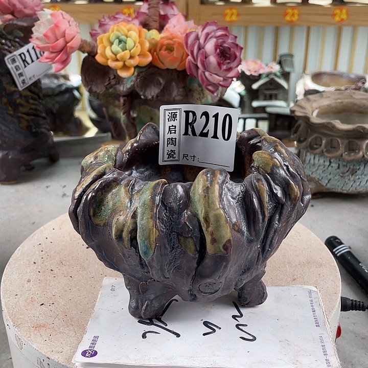 紫砂花盆景德镇陶瓷花盆210