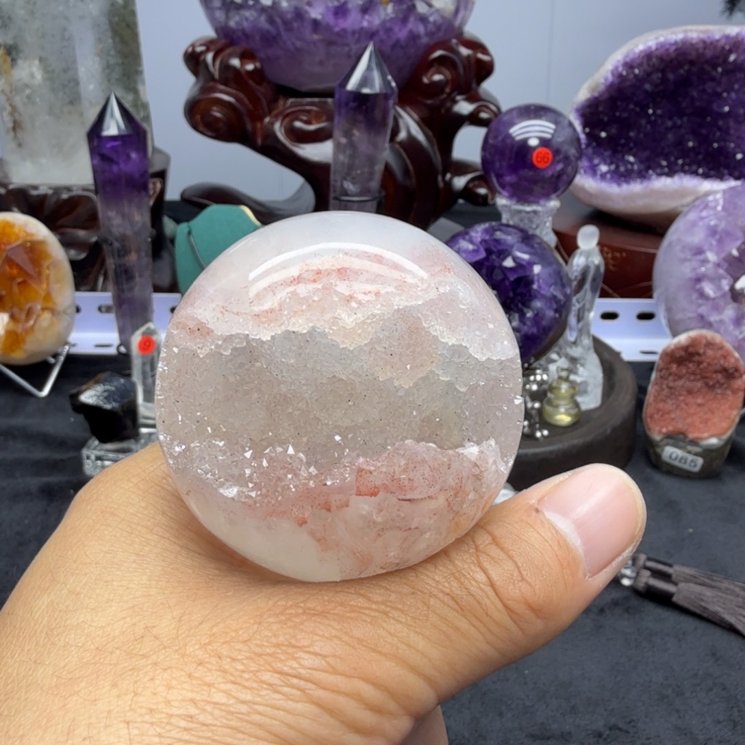 未镶嵌水晶摆件粉色开口笑