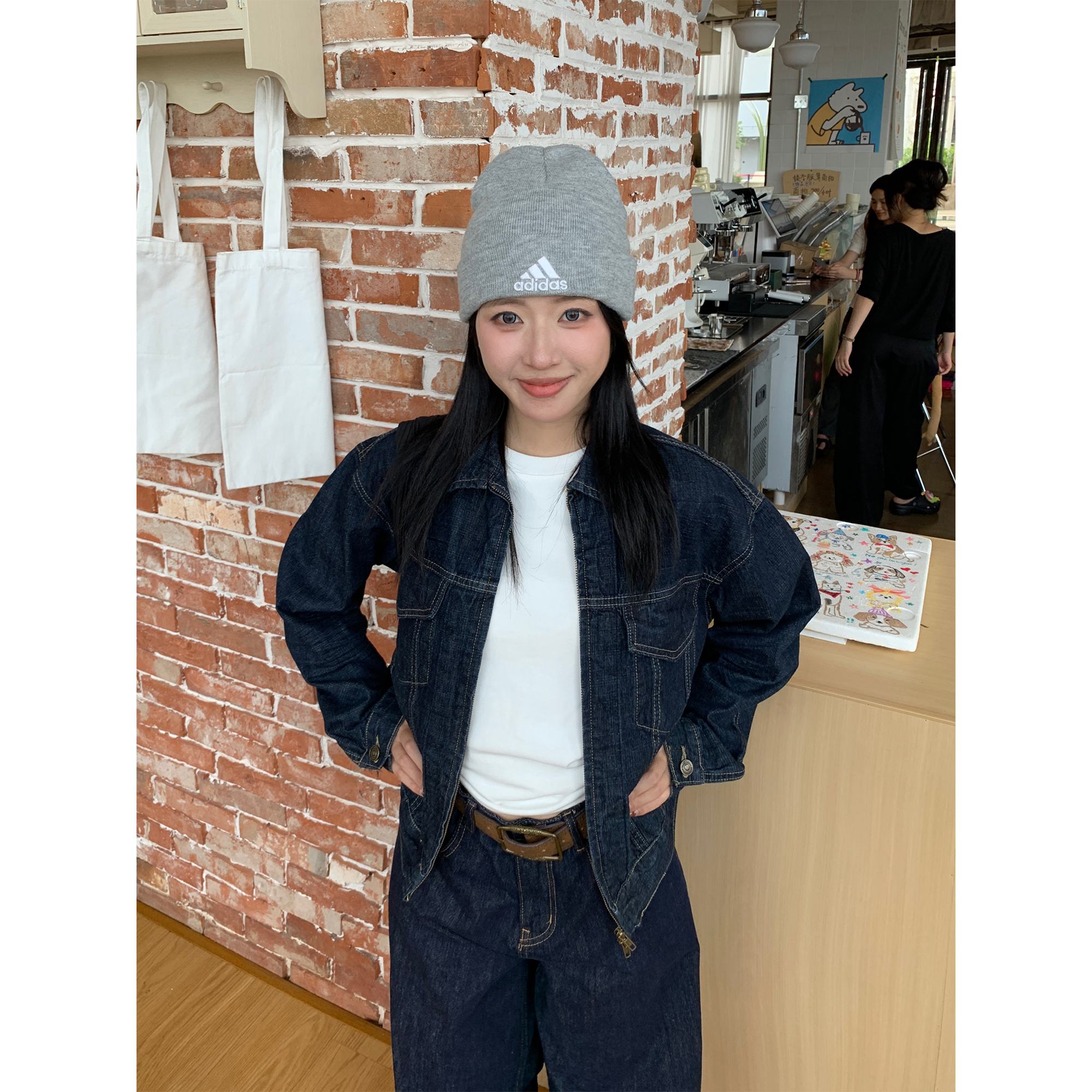 木子羊美式经典复古摩登原牛短款牛仔外套女秋季正肩设计感夹克潮
