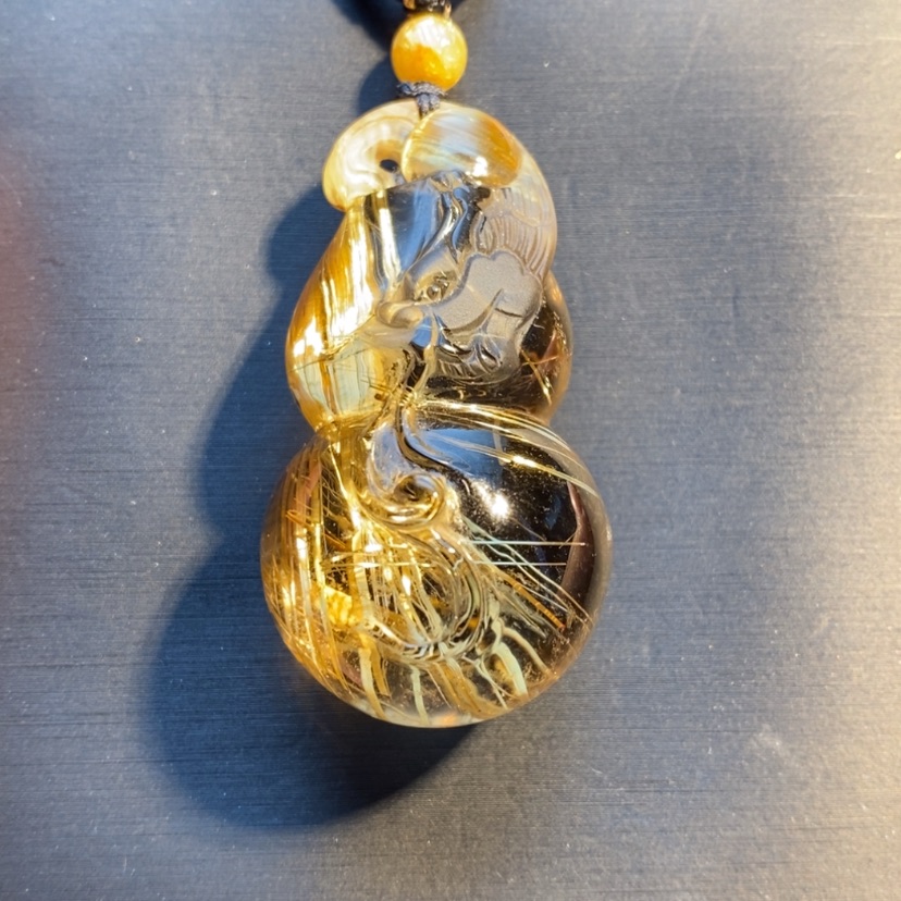 【闪购商品】水晶颈饰未镶嵌天然钛晶龙头葫芦吊坠