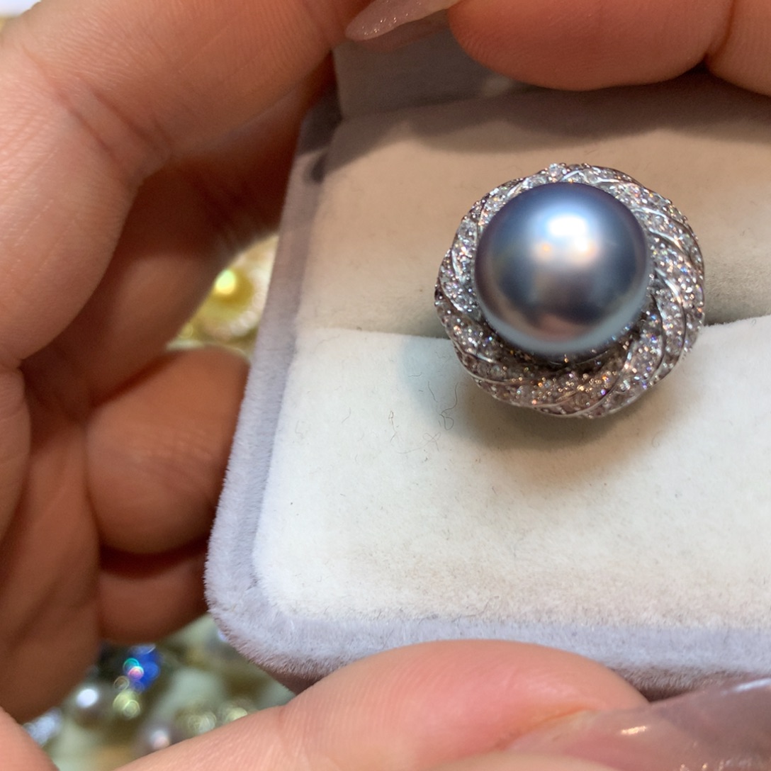 海水珍珠戒指银S925镶嵌
