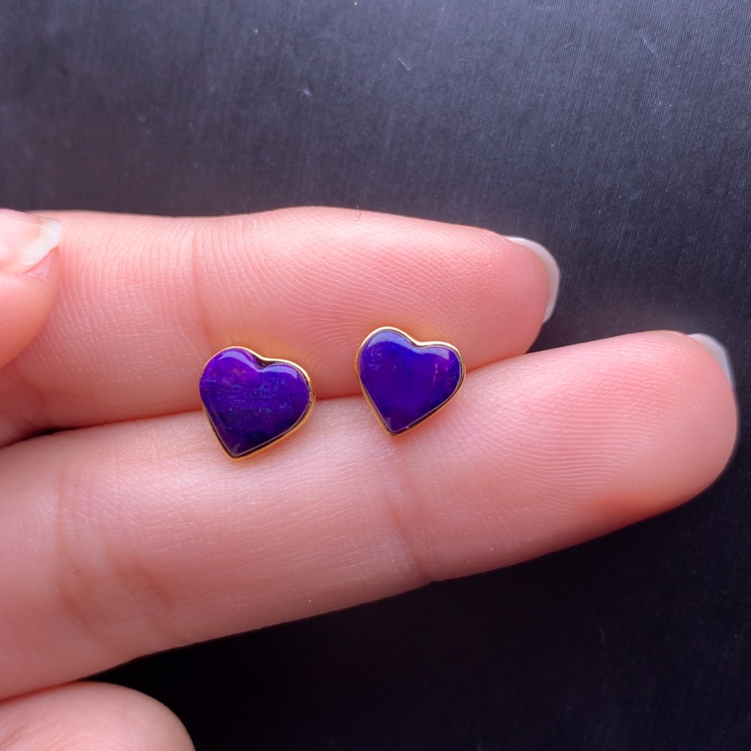 苏纪石（舒俱来）耳钉18K金镶嵌