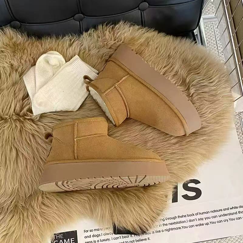 2025冬季新款雪地靴厚底秋冬加绒保暖厚底棉鞋防滑女士时尚靴子