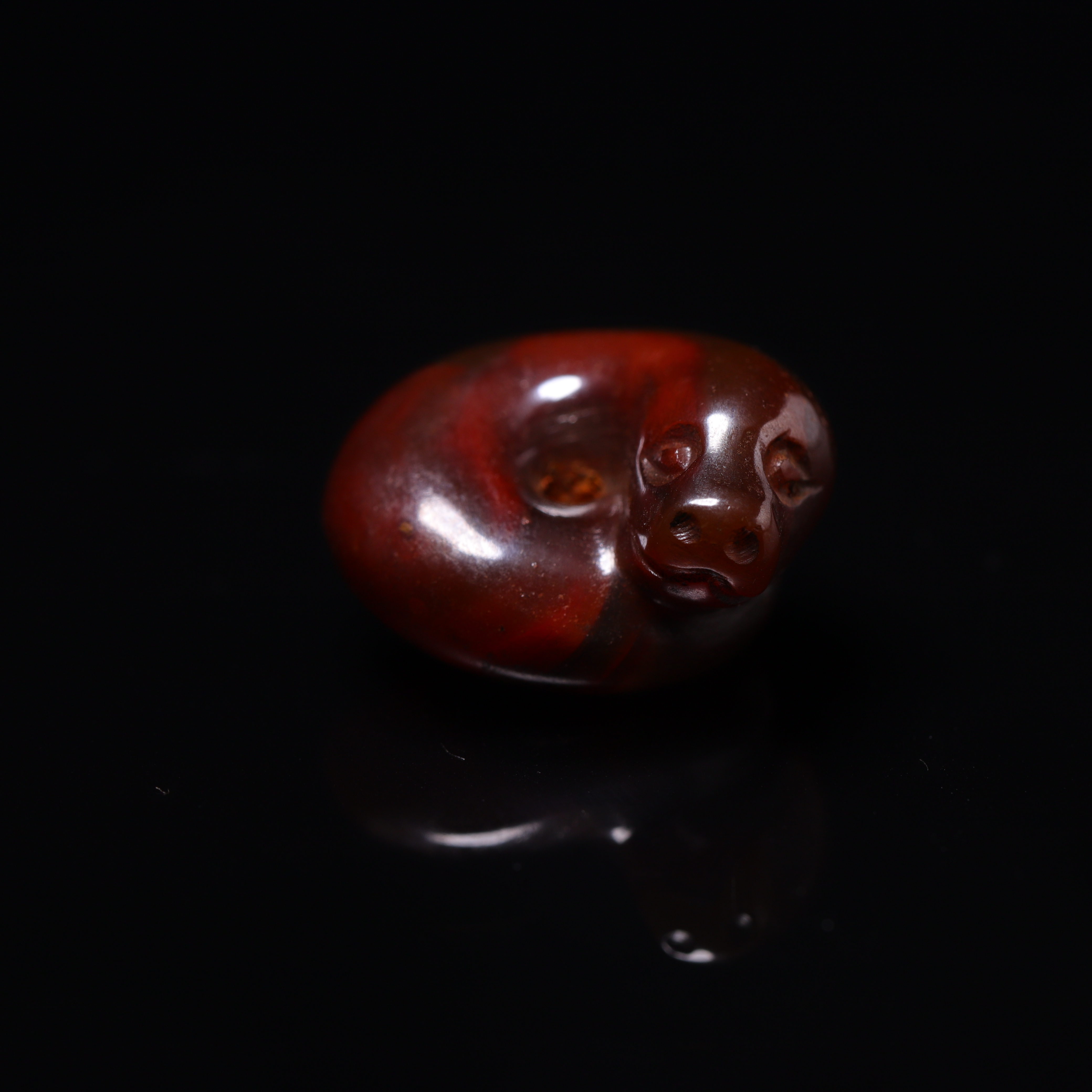 明代天然红缟玛瑙动物花件-CS