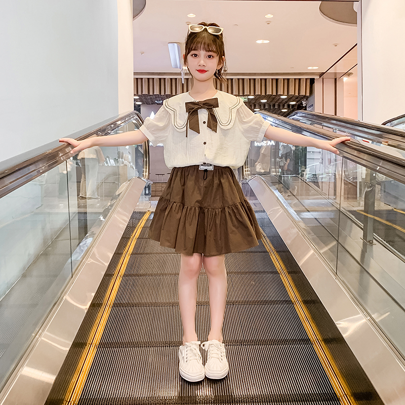 女童连衣裙夏装2025新款洋气夏季裙子学院风两件套装LQ-2352