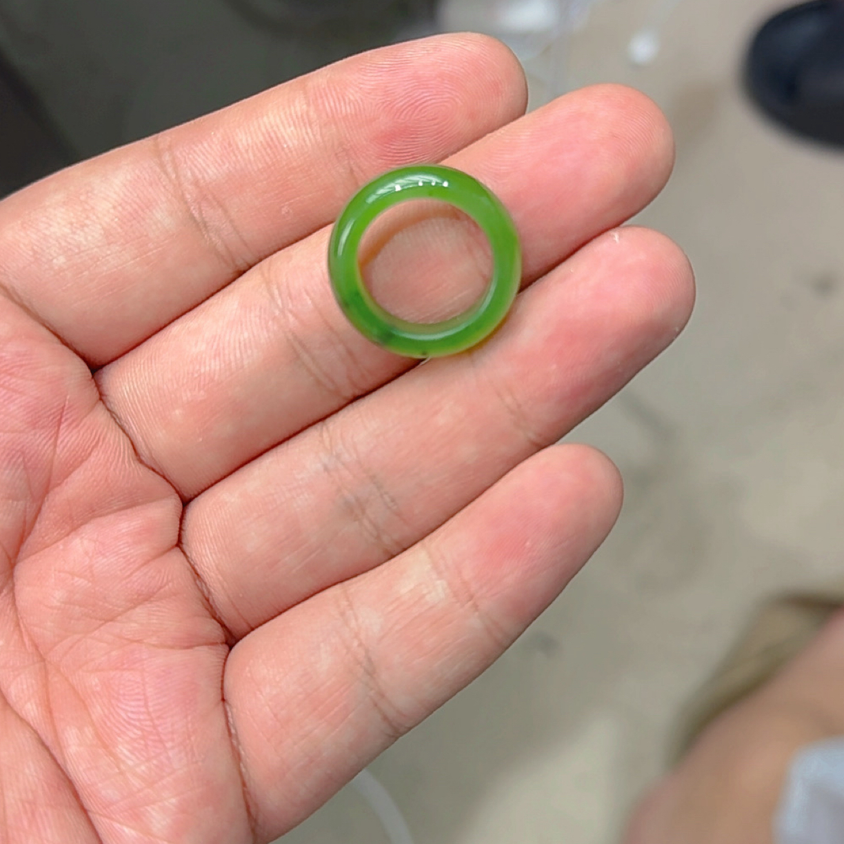 和田玉碧玉戒圈阳绿