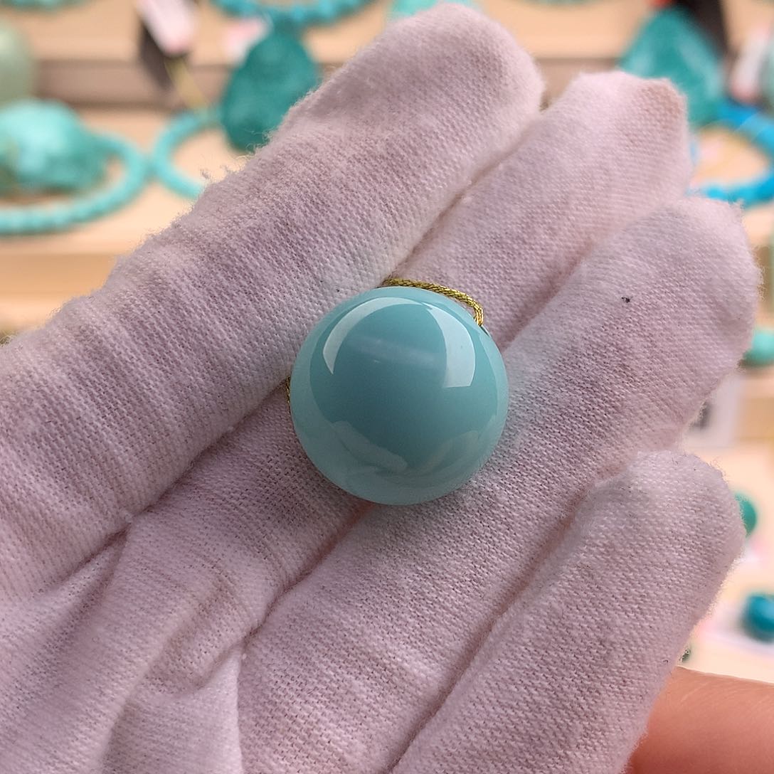 绿松石珠宝奇石未镶嵌17.7mm