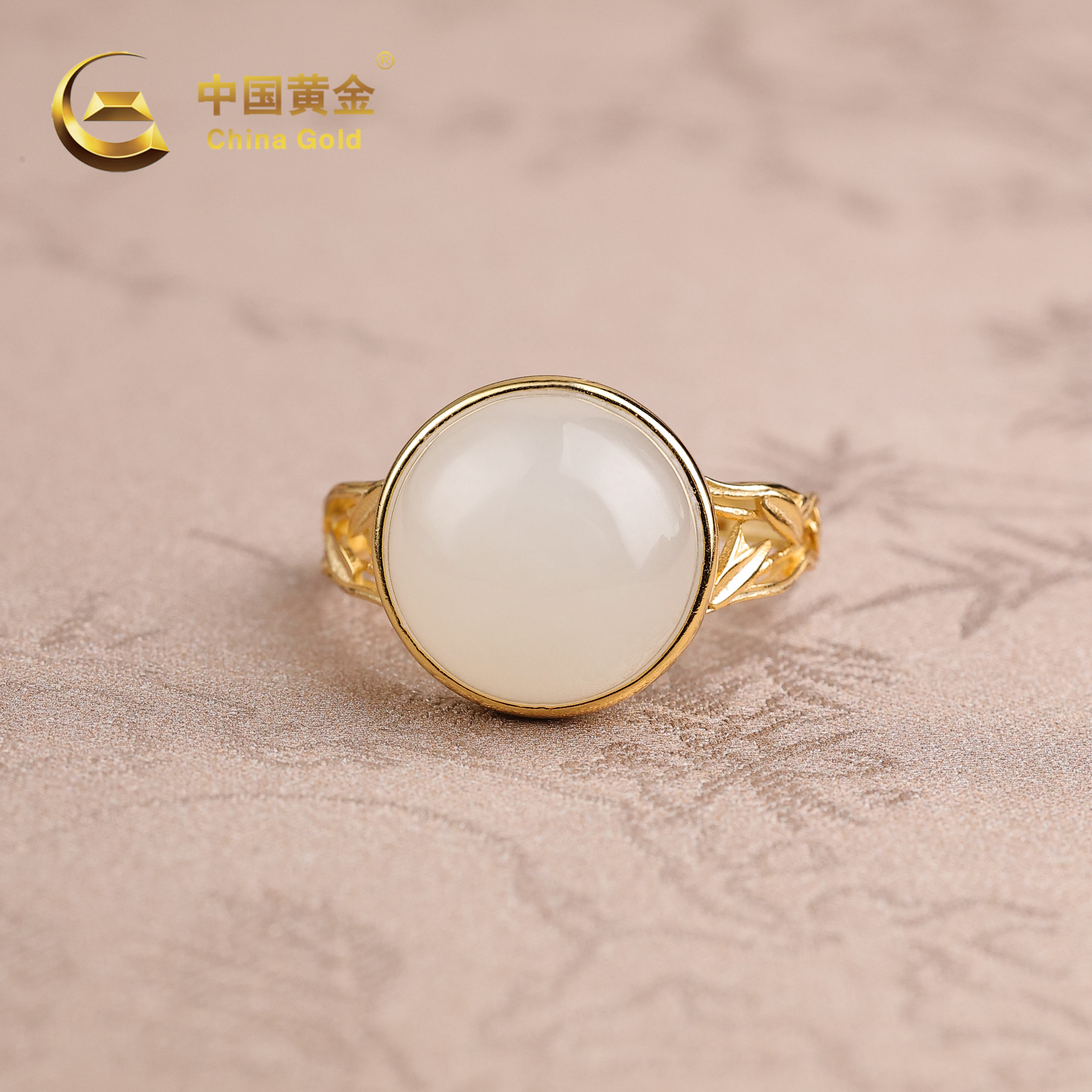  【中国黄金】逢芸 | 和田玉*戒指*S925银镶嵌-J2003-Y