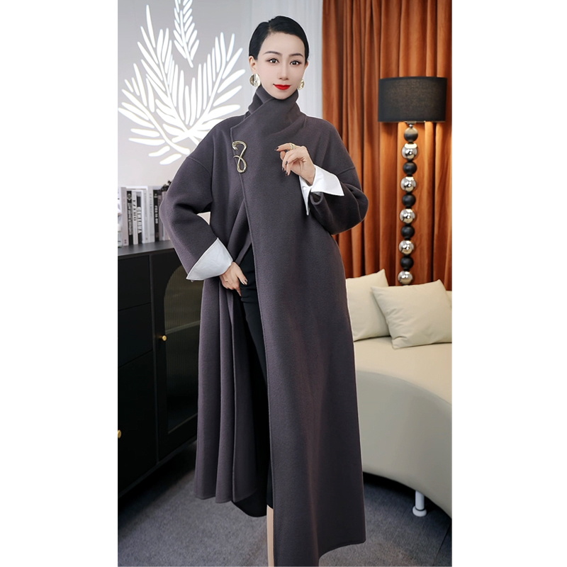 莉姐心选-山行时尚百搭双面毛呢大衣-100