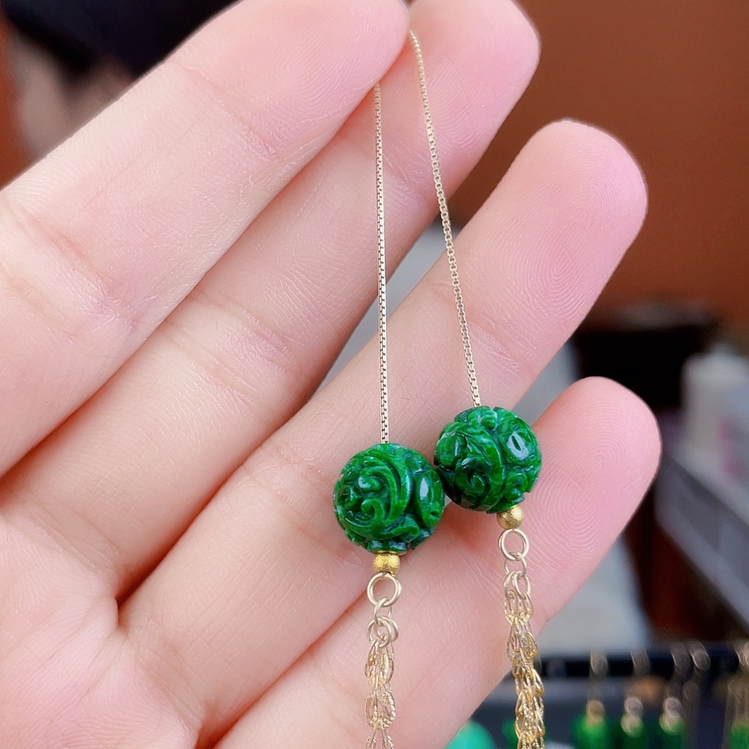 翡翠银S925镶嵌耳饰