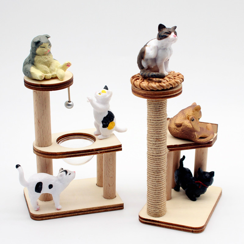 Dollhouse娃娃屋简易素坯猫爬架猫咪玩具客厅家具微缩模型场景