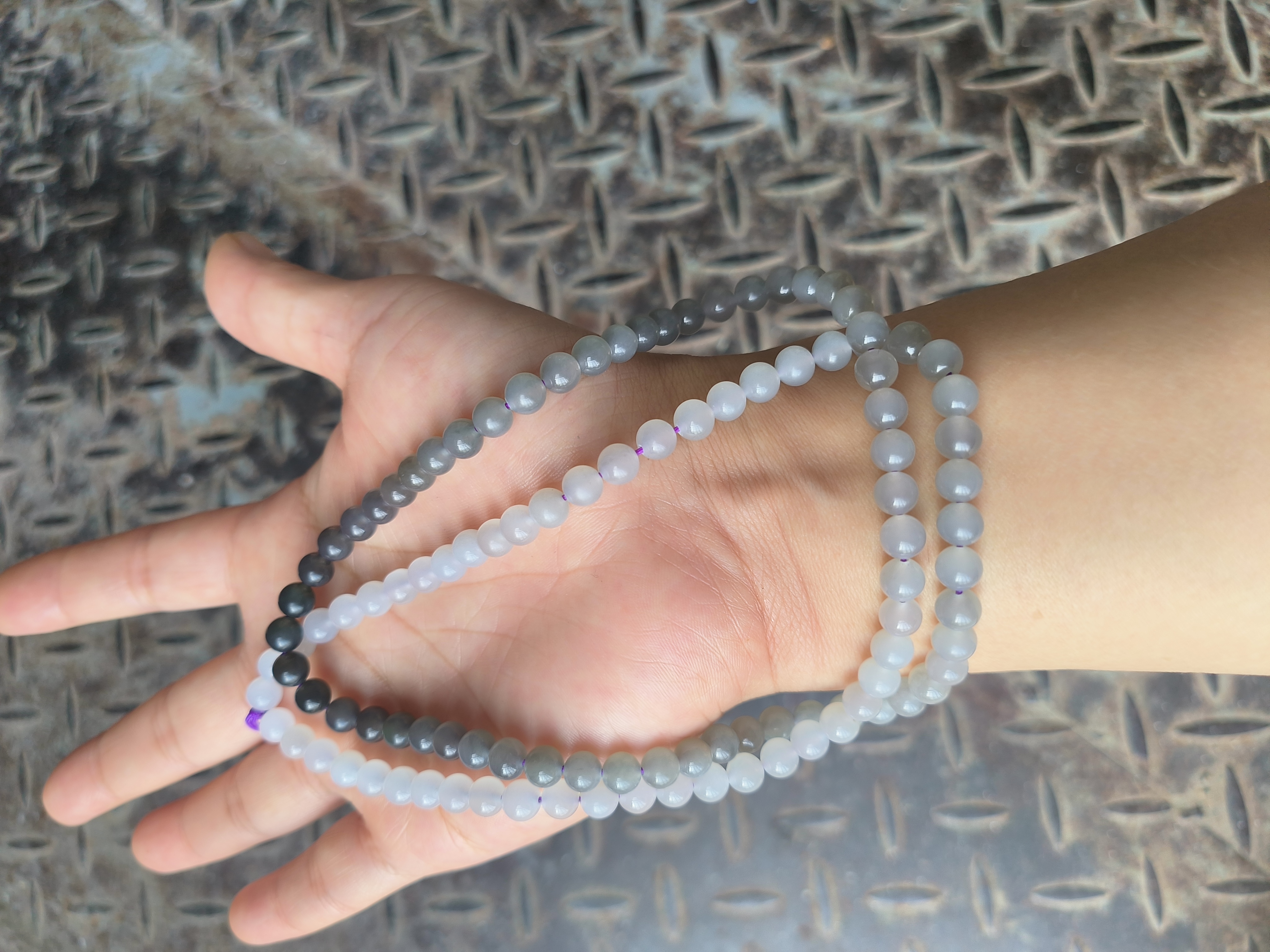 烟紫渐变108圆珠时尚女款