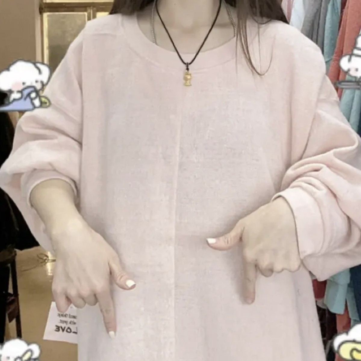 外贸高品质大码雪花棉针织衫圆领