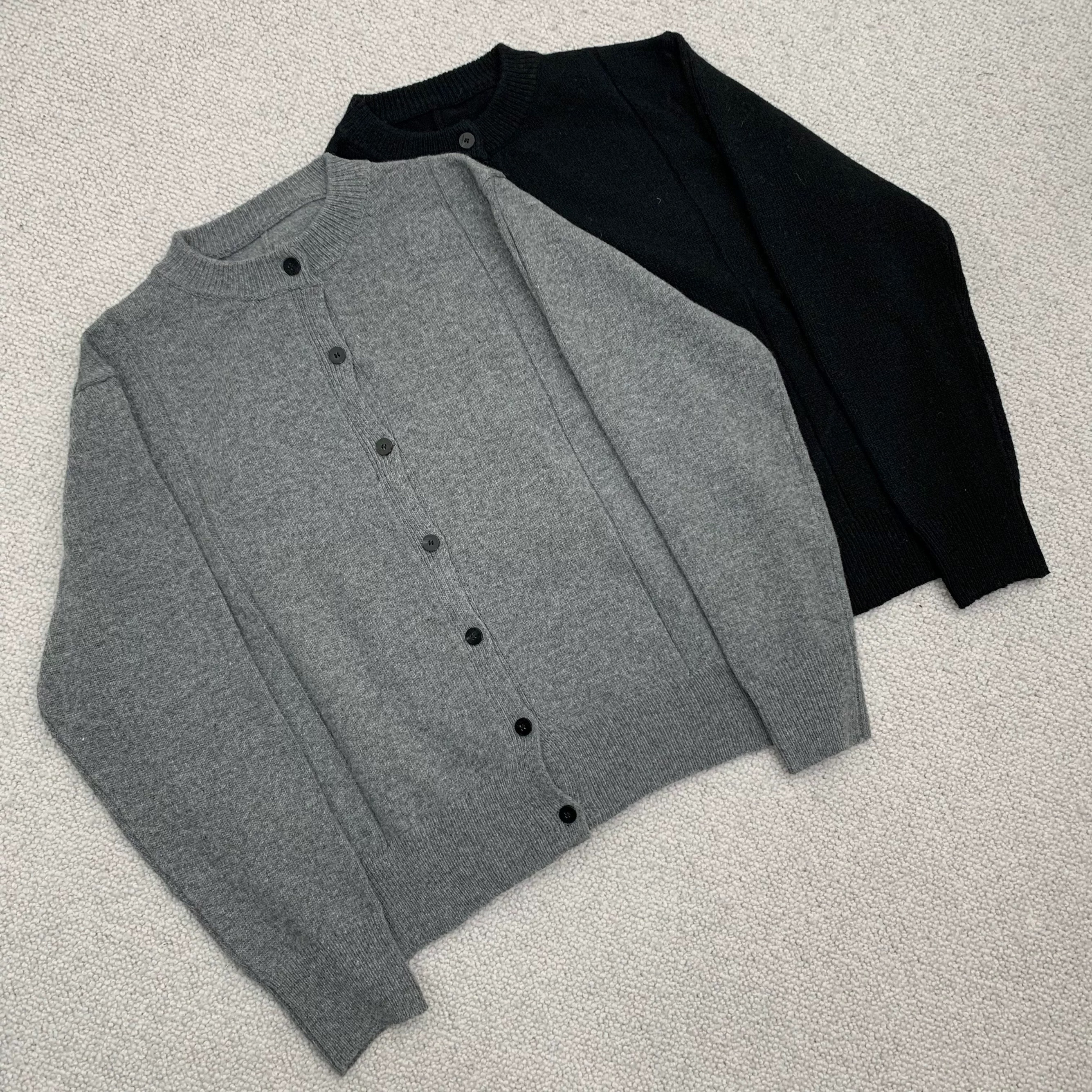 Oxycodone/定织羊毛兔绒混纺针织半高领基础开衫打底氛围感毛衣