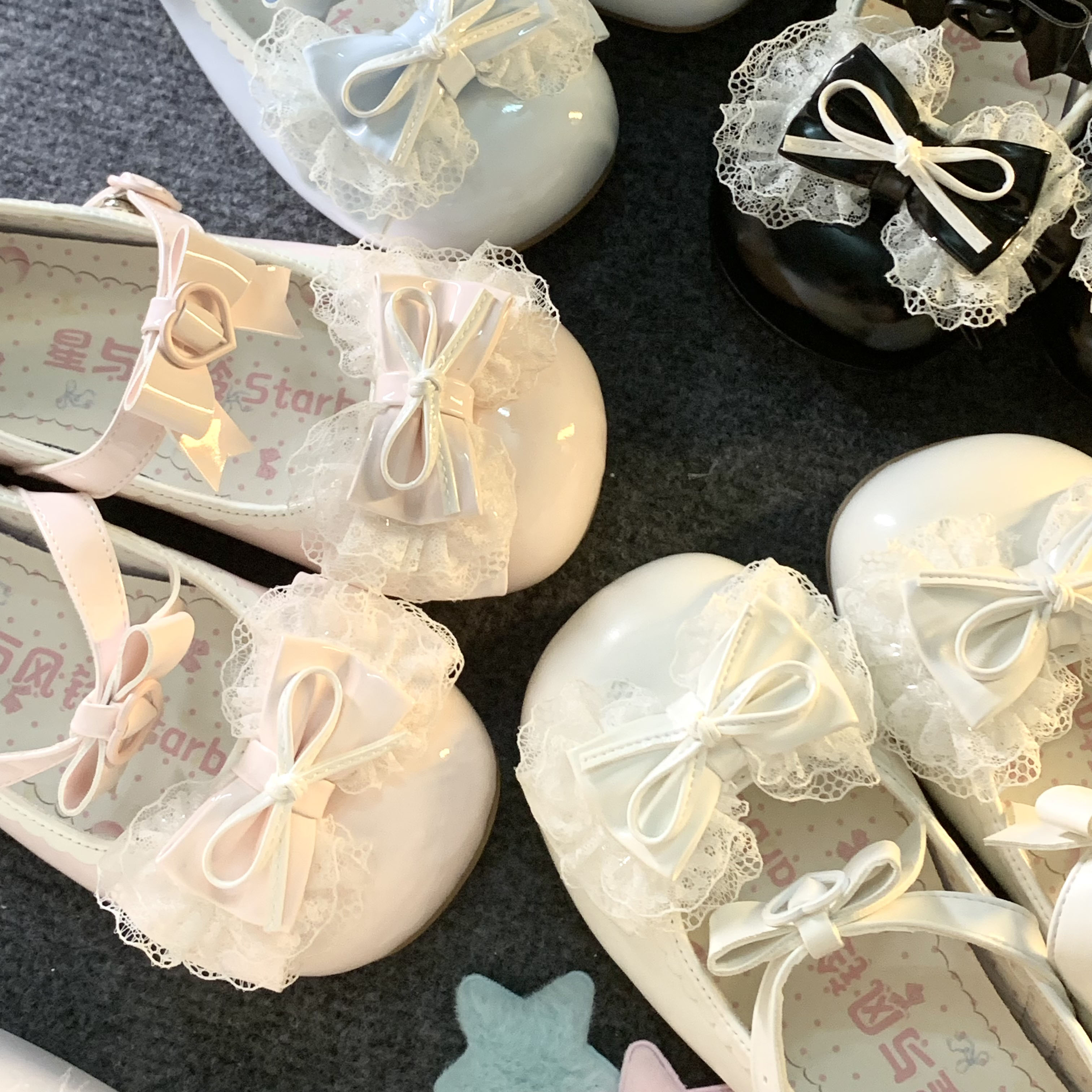 小梦铃低跟 星与风铃原创lolita蕾丝蝴蝶结芭蕾单鞋