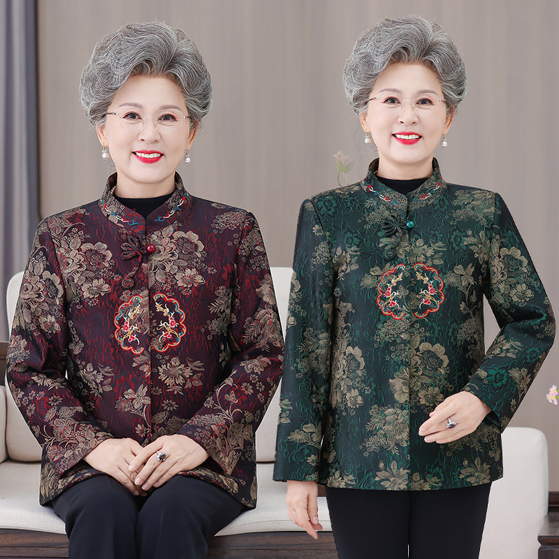 新款中老年女装新中式妈妈装外套老太太秋装外套奶奶装秋装上衣女