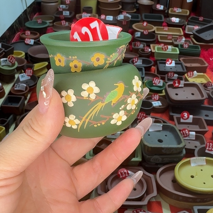 紫砂花盆绿泥小花盆雅致可爱