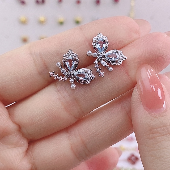 海蓝宝石耳坠银S925镶嵌