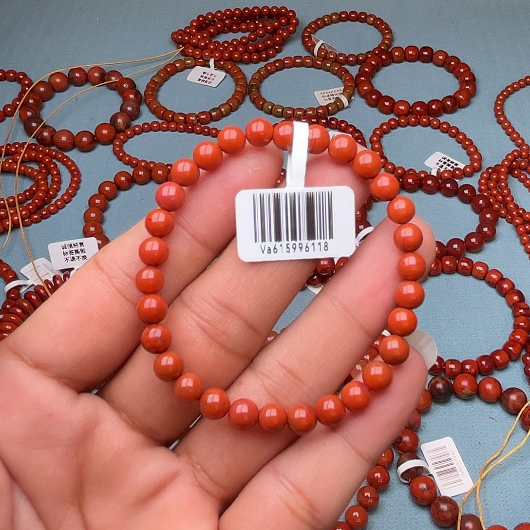 南红玛瑙未镶嵌手链柿子红卡6