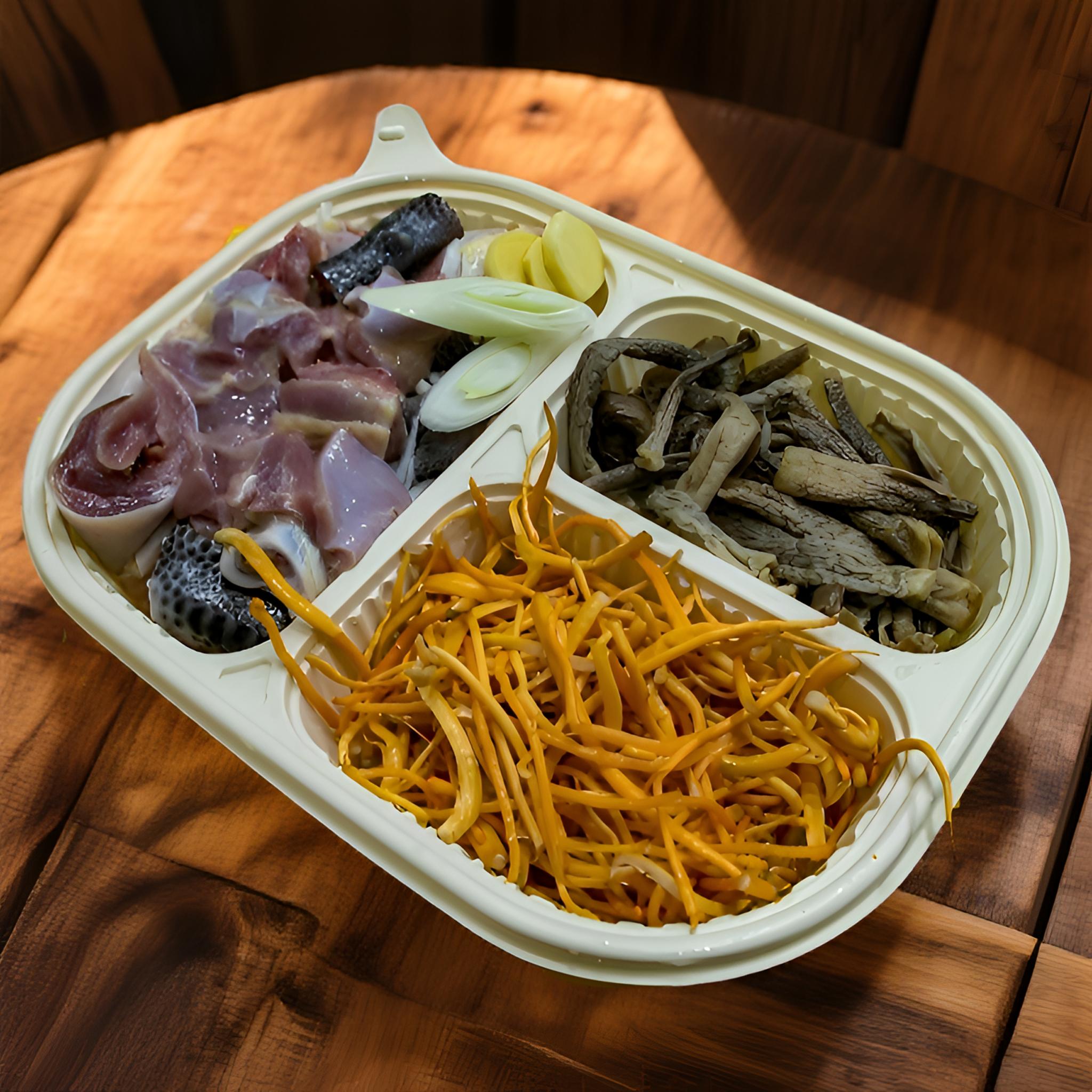 鹿茸菌虫草花鸡汤（鲜土鸡肉约520g） 包冰率不含冰