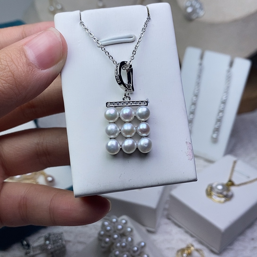 淡水珍珠耳饰银S925镶嵌