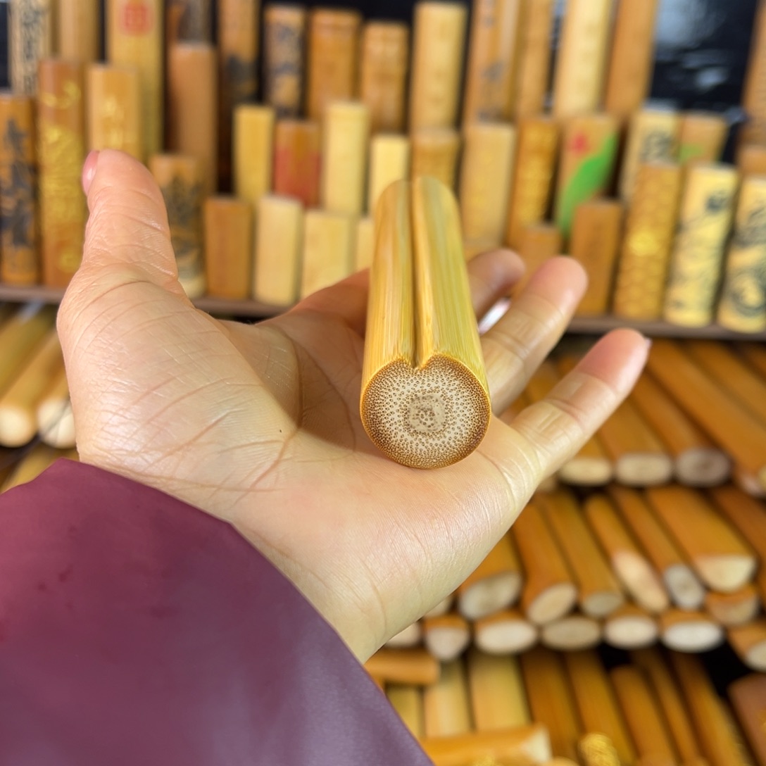 实心玉竹手把件善恶