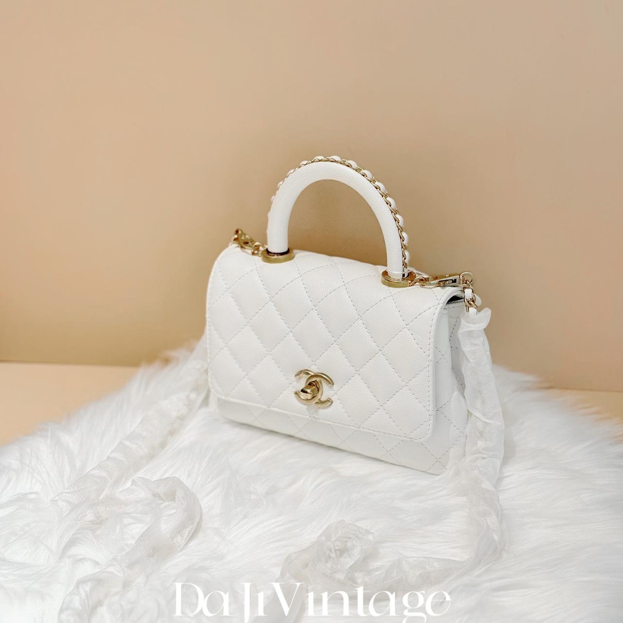 这大吉中古/Chanel香奈儿白金coco handle皮穿链手柄mini斜挎包