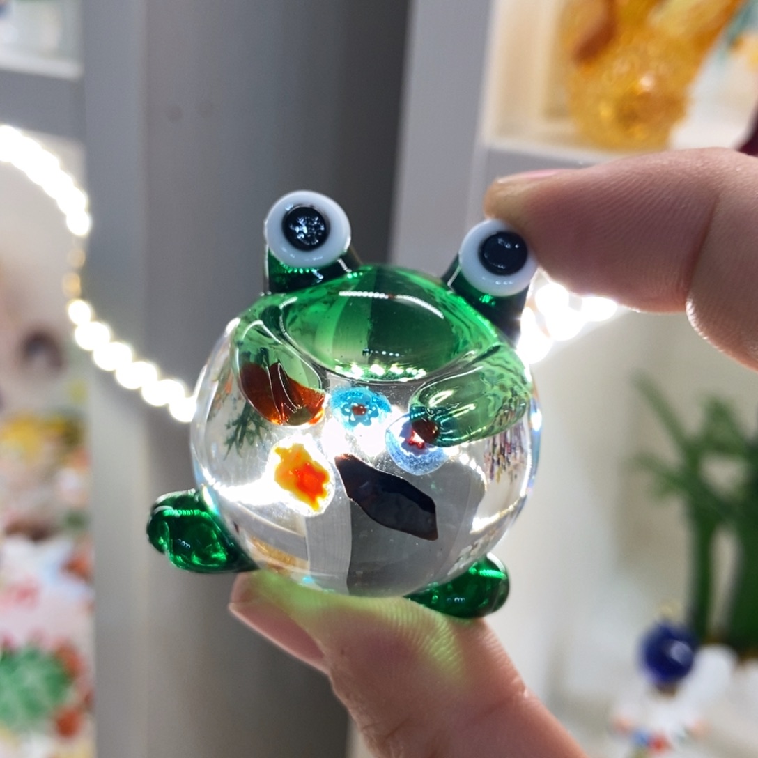琉璃手工艺品青蛙绿色