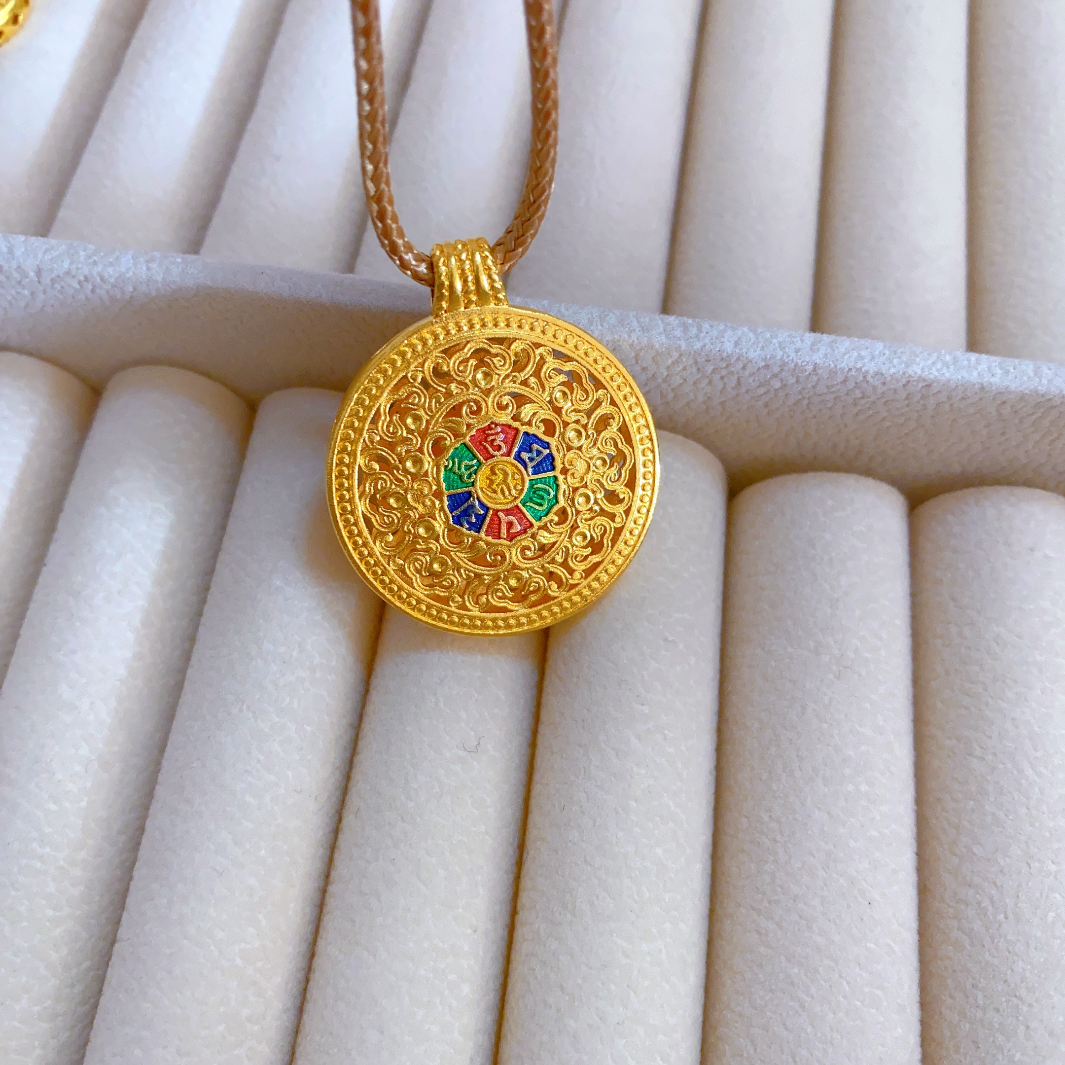 吊坠足银 双面六字真言如意吊坠精美礼物手工自带性价比高