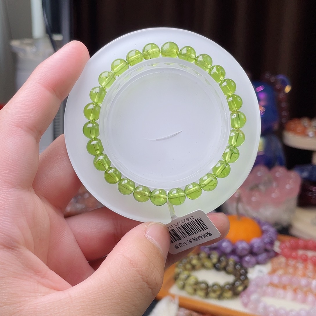 橄榄石手串未镶嵌收藏级橄榄石7mm