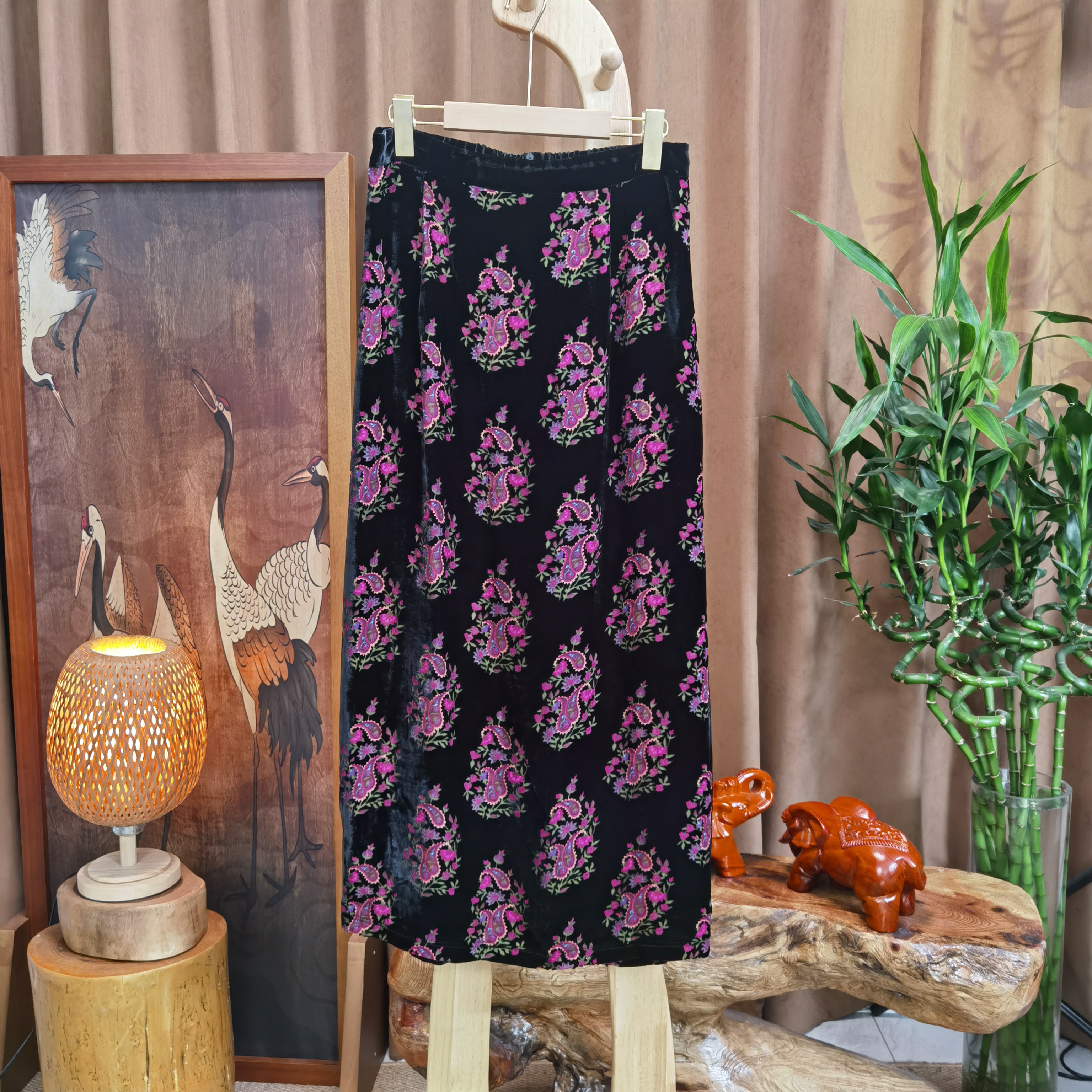 富美国风桑蚕丝半身裙F9911虞美人