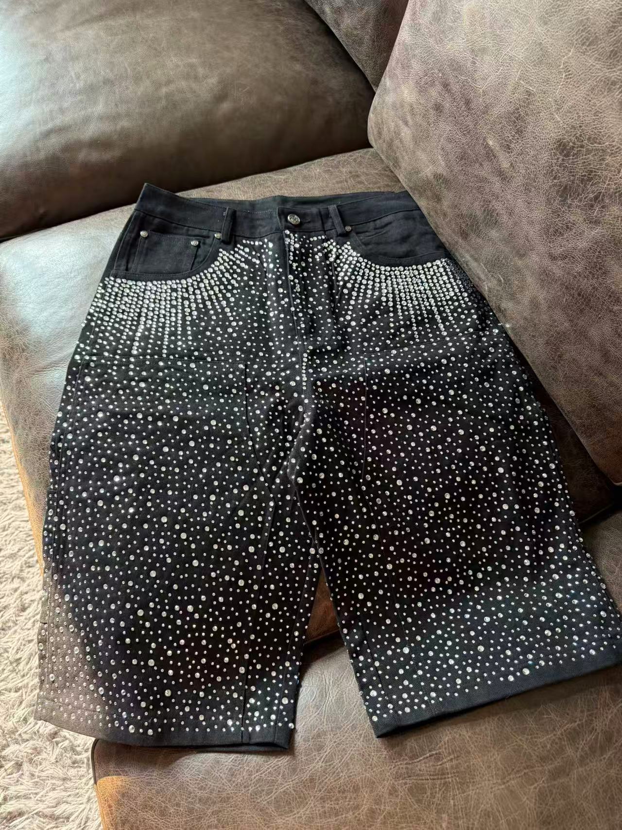 A43 轻奢时尚休闲夏季黑色春夏设计师重工百搭女士打底高奢裤