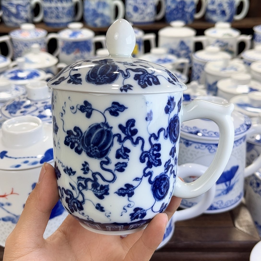 景德镇陶瓷马克杯带盖